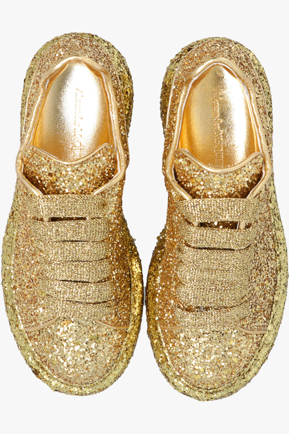 Alexander mcqueen store gold glitter trainers